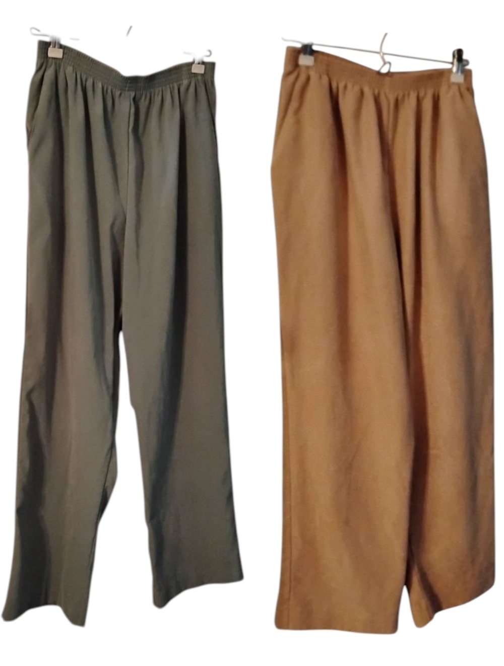 Alfred Dunner Pants, Set of 2, Beige & Green, Size 10, Polyester, Pre-owned